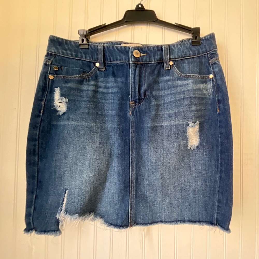 Liverpool (Size 6) Distressed Blue Denim Skirt